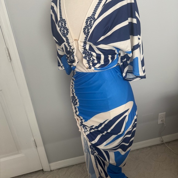Fashion Nova Blue & White Two-Piece Printed Skirt Set - Picture 5 of 12
